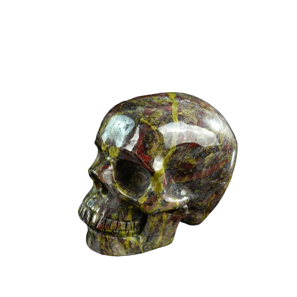 3.0" Dragon Blood Jasper Crystal Skull Carving - Unique Piece #DB02