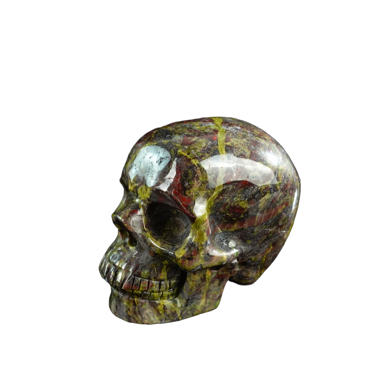 3.0" Dragon Blood Jasper Crystal Skull Carving - Unique Piece #DB02