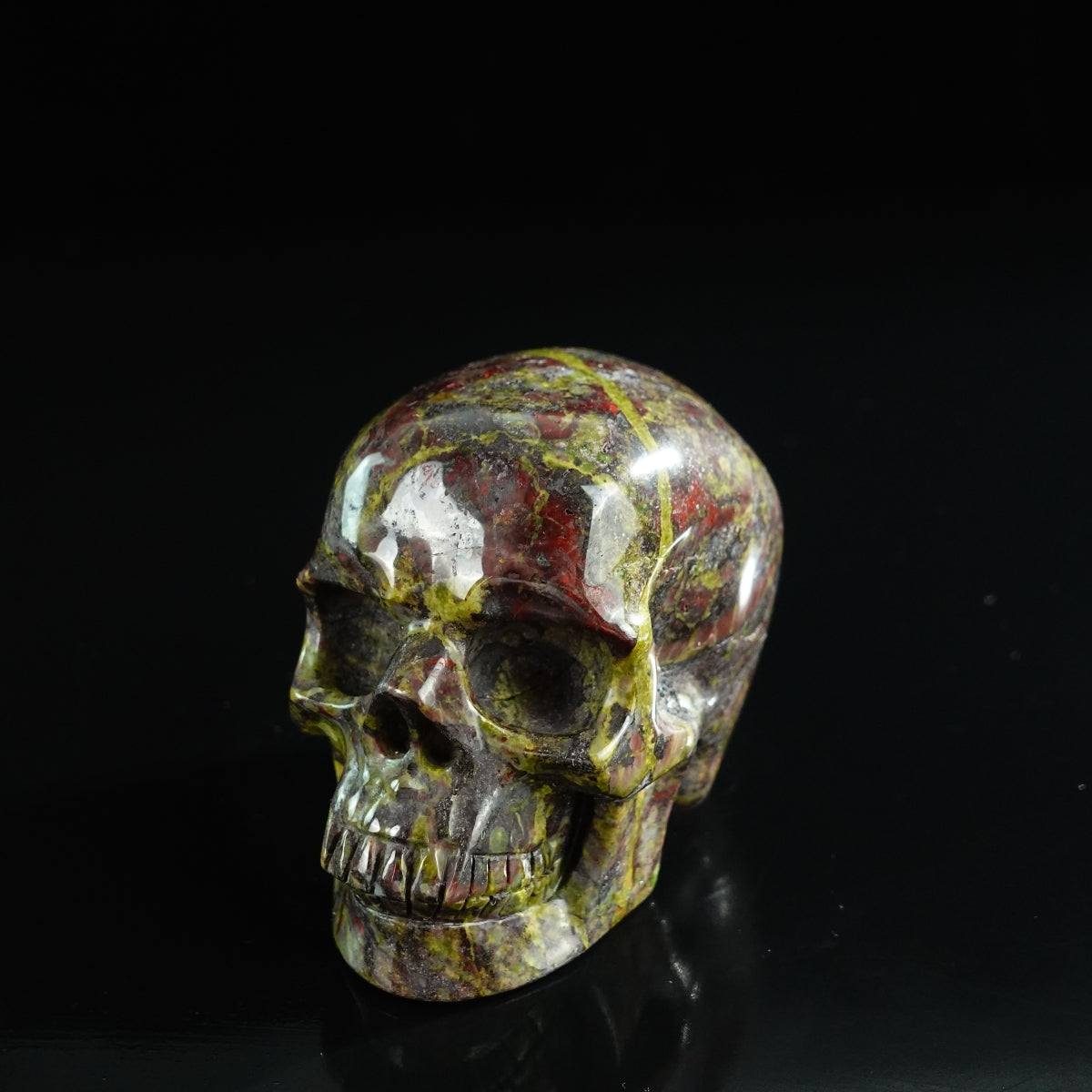 3.0" Dragon Blood Jasper Crystal Skull Carving - Unique Piece #DB02
