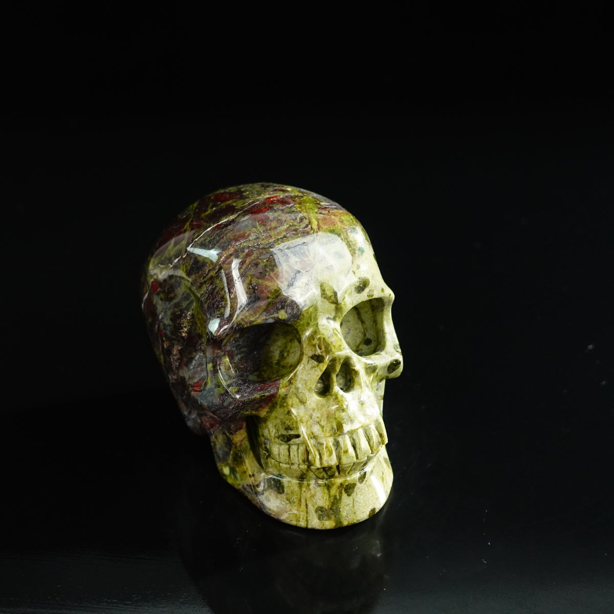 3.0" Dragon Blood Jasper Crystal Skull Carving - Unique Piece #DB03