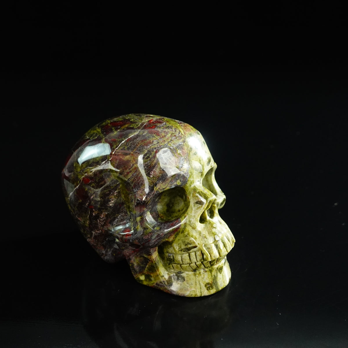 3.0" Dragon Blood Jasper Crystal Skull Carving - Unique Piece #DB03