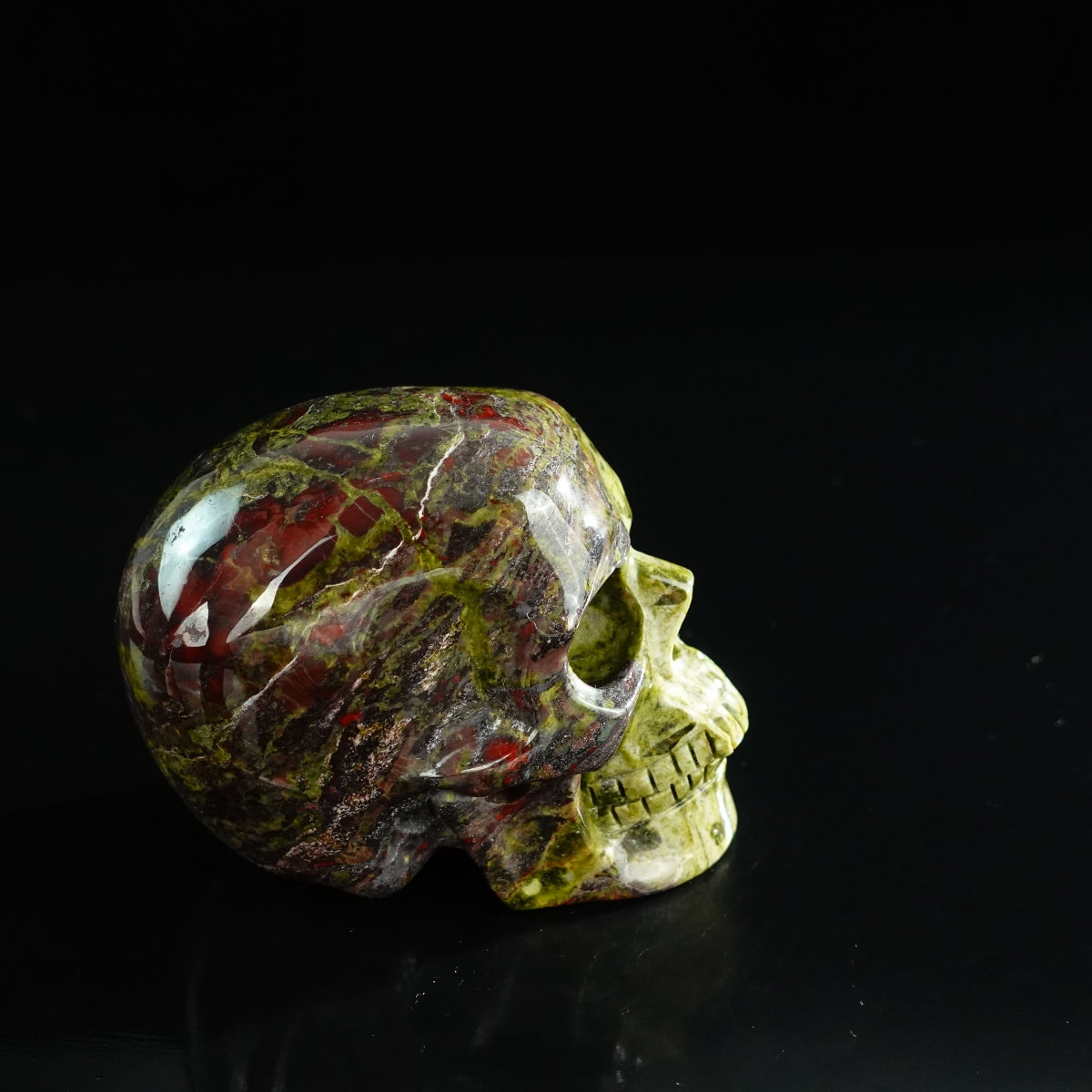 3.0" Dragon Blood Jasper Crystal Skull Carving - Unique Piece #DB03