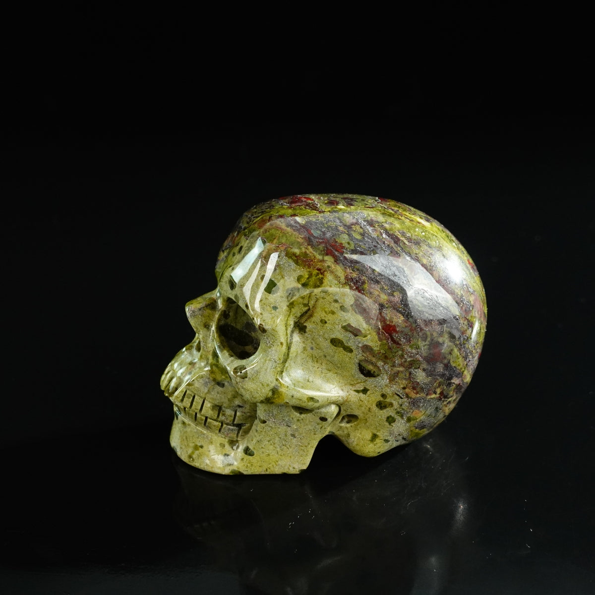 3.0" Dragon Blood Jasper Crystal Skull Carving - Unique Piece #DB03