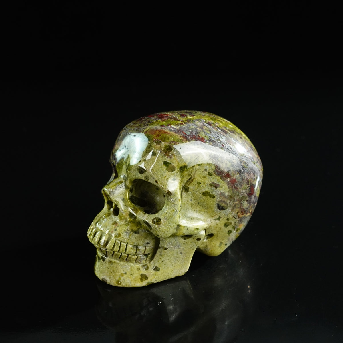 3.0" Dragon Blood Jasper Crystal Skull Carving - Unique Piece #DB03