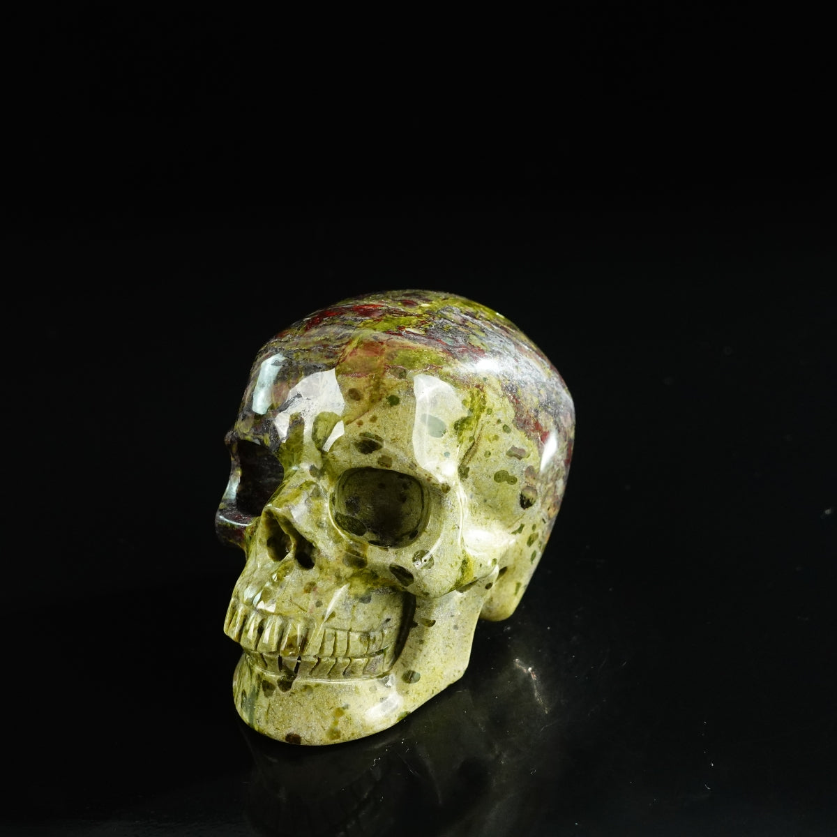 3.0" Dragon Blood Jasper Crystal Skull Carving - Unique Piece #DB03
