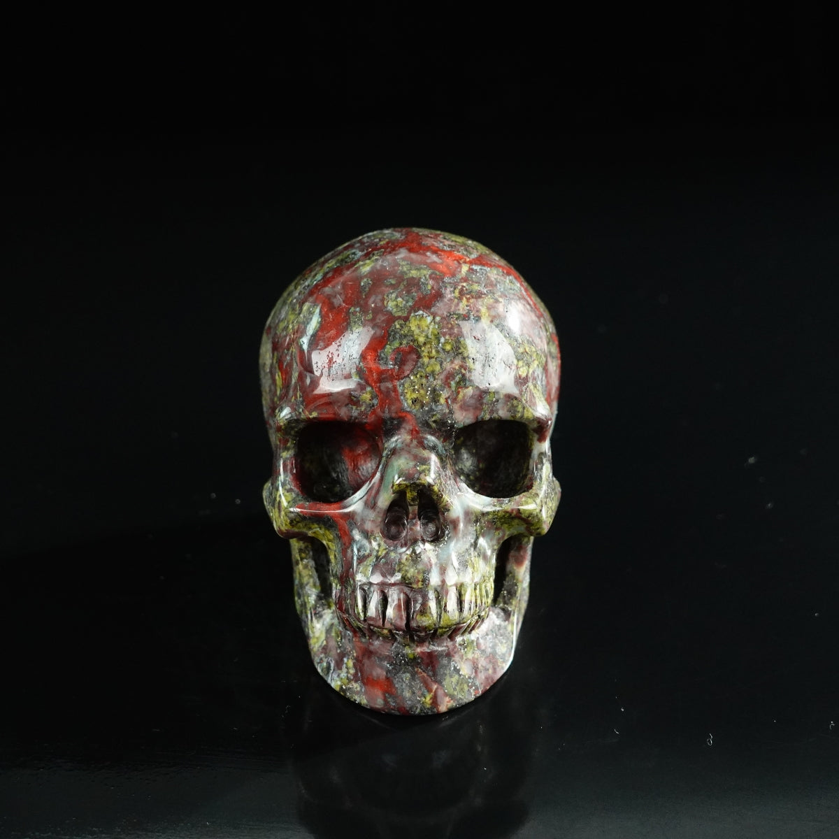 3.0" Dragon Blood Jasper Crystal Skull Carving - Unique Piece #DB04
