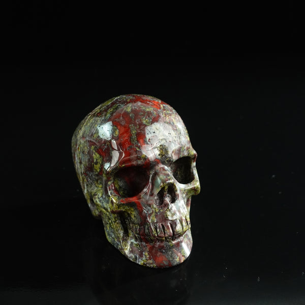 3.0" Dragon Blood Jasper Crystal Skull Carving - Unique Piece #DB04 - alternate view