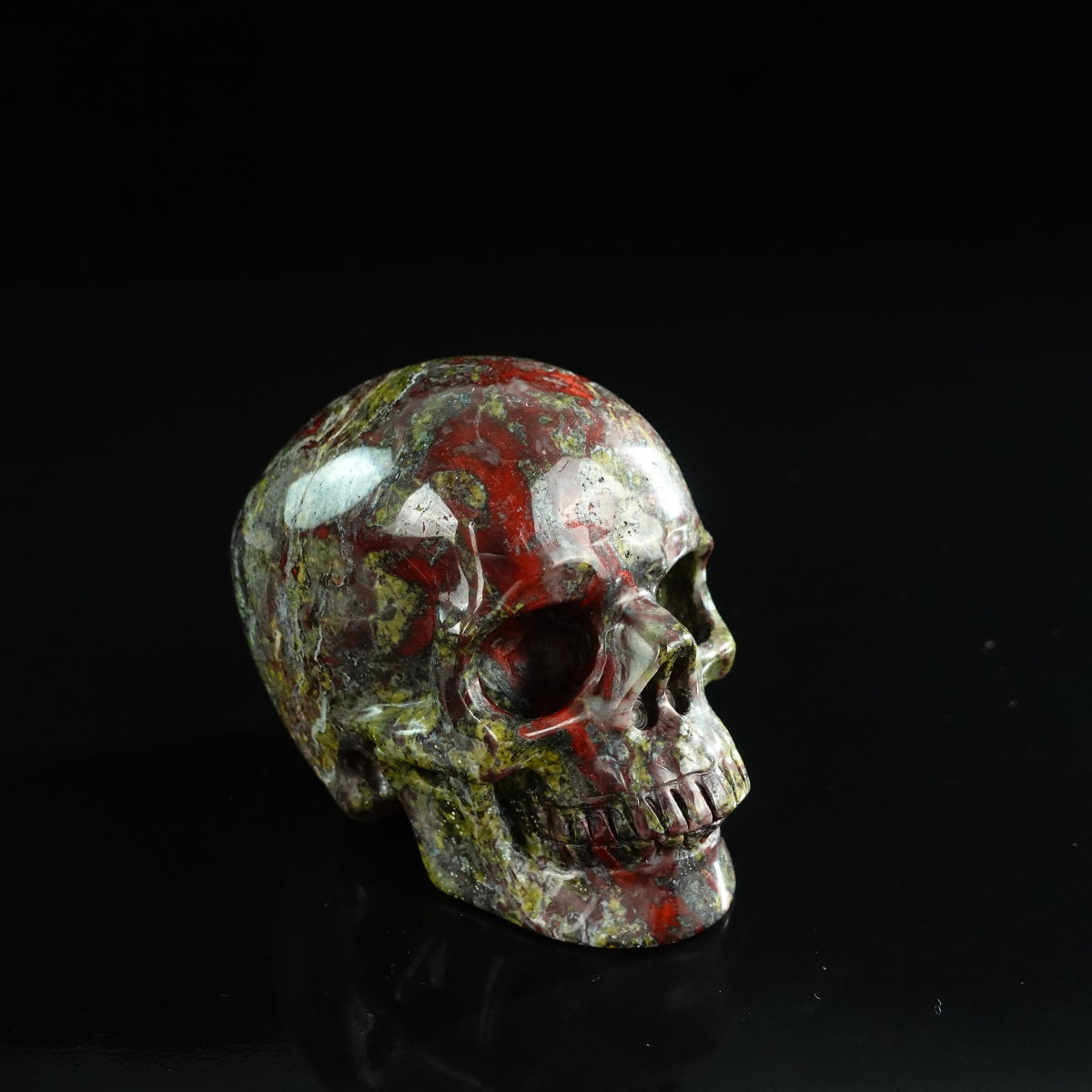 3.0" Dragon Blood Jasper Crystal Skull Carving - Unique Piece #DB04