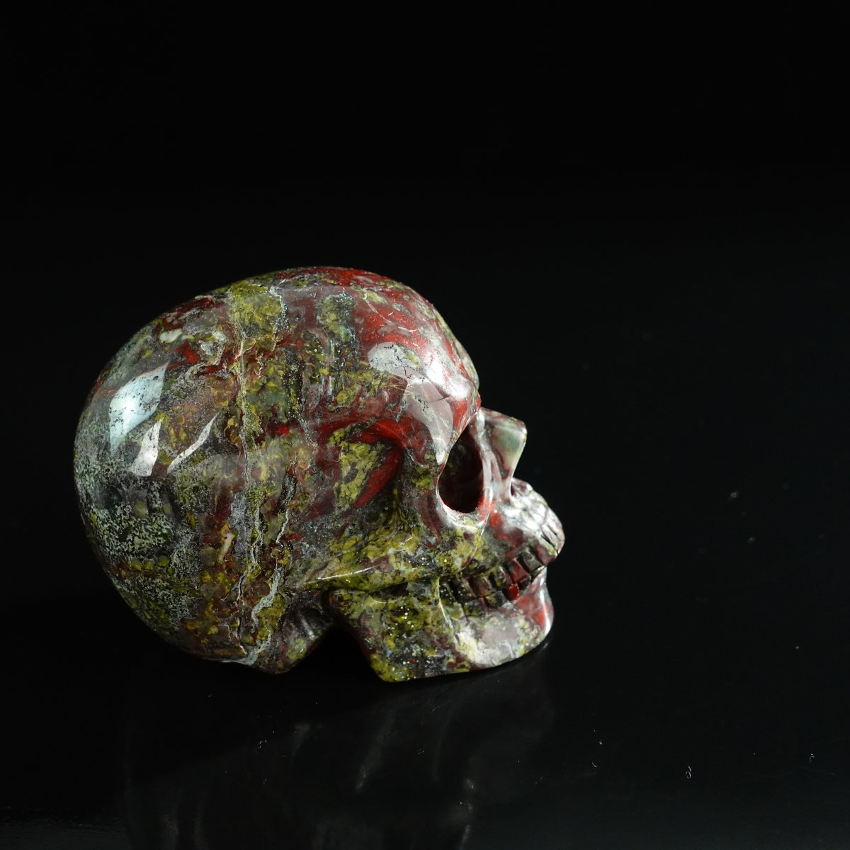 3.0" Dragon Blood Jasper Crystal Skull Carving - Unique Piece #DB04
