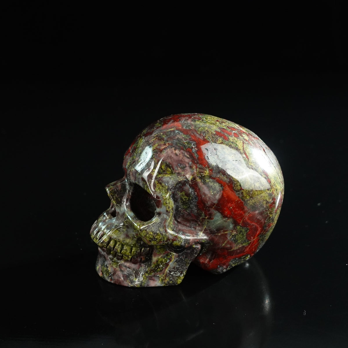 3.0" Dragon Blood Jasper Crystal Skull Carving - Unique Piece #DB04