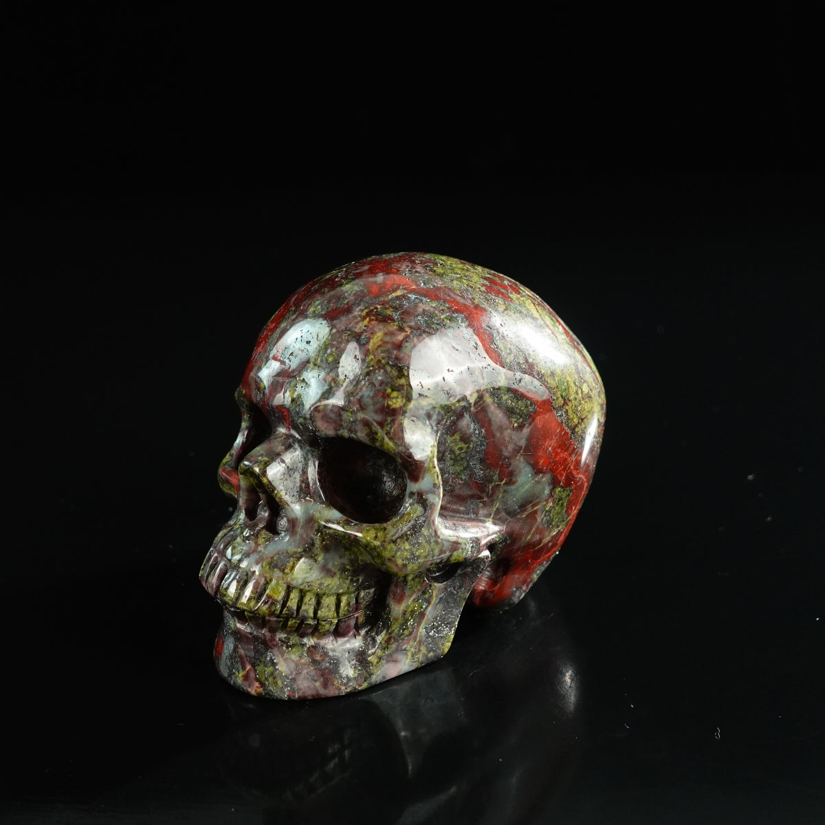 3.0" Dragon Blood Jasper Crystal Skull Carving - Unique Piece #DB04
