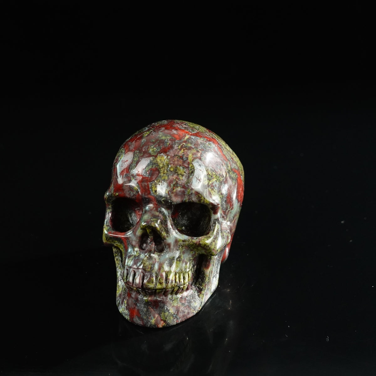 3.0" Dragon Blood Jasper Crystal Skull Carving - Unique Piece #DB04