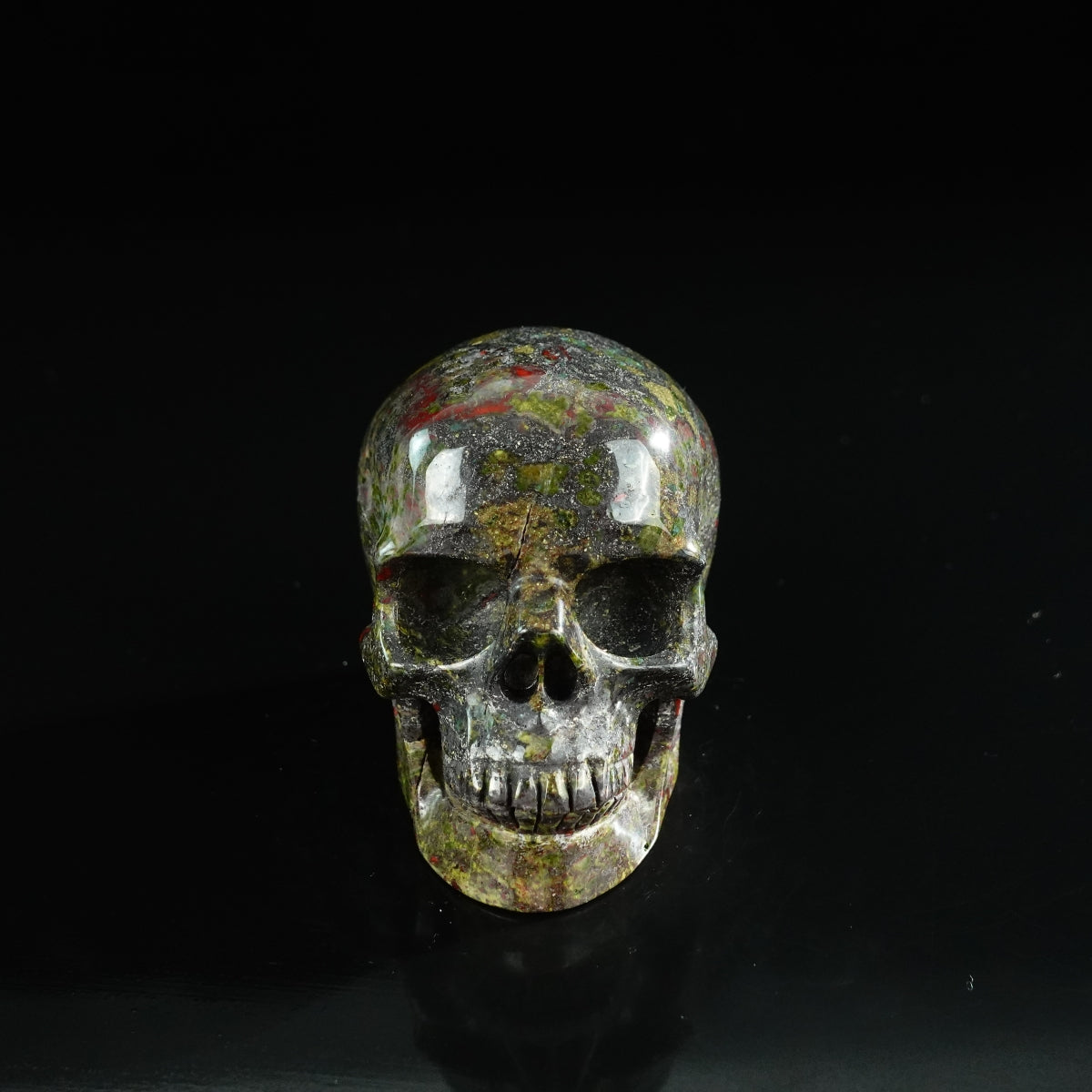 3.0" Dragon Blood Jasper Crystal Skull Carving - Unique Piece #DB05