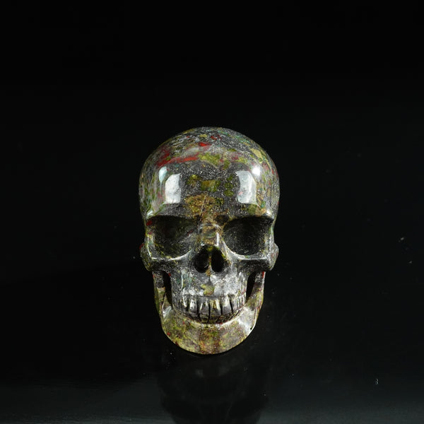 3.0" Dragon Blood Jasper Crystal Skull Carving - Unique Piece #DB05