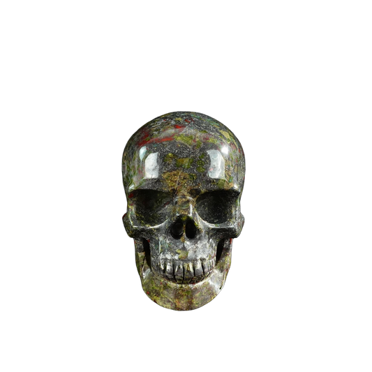 3.0" Dragon Blood Jasper Crystal Skull Carving - Unique Piece #DB05