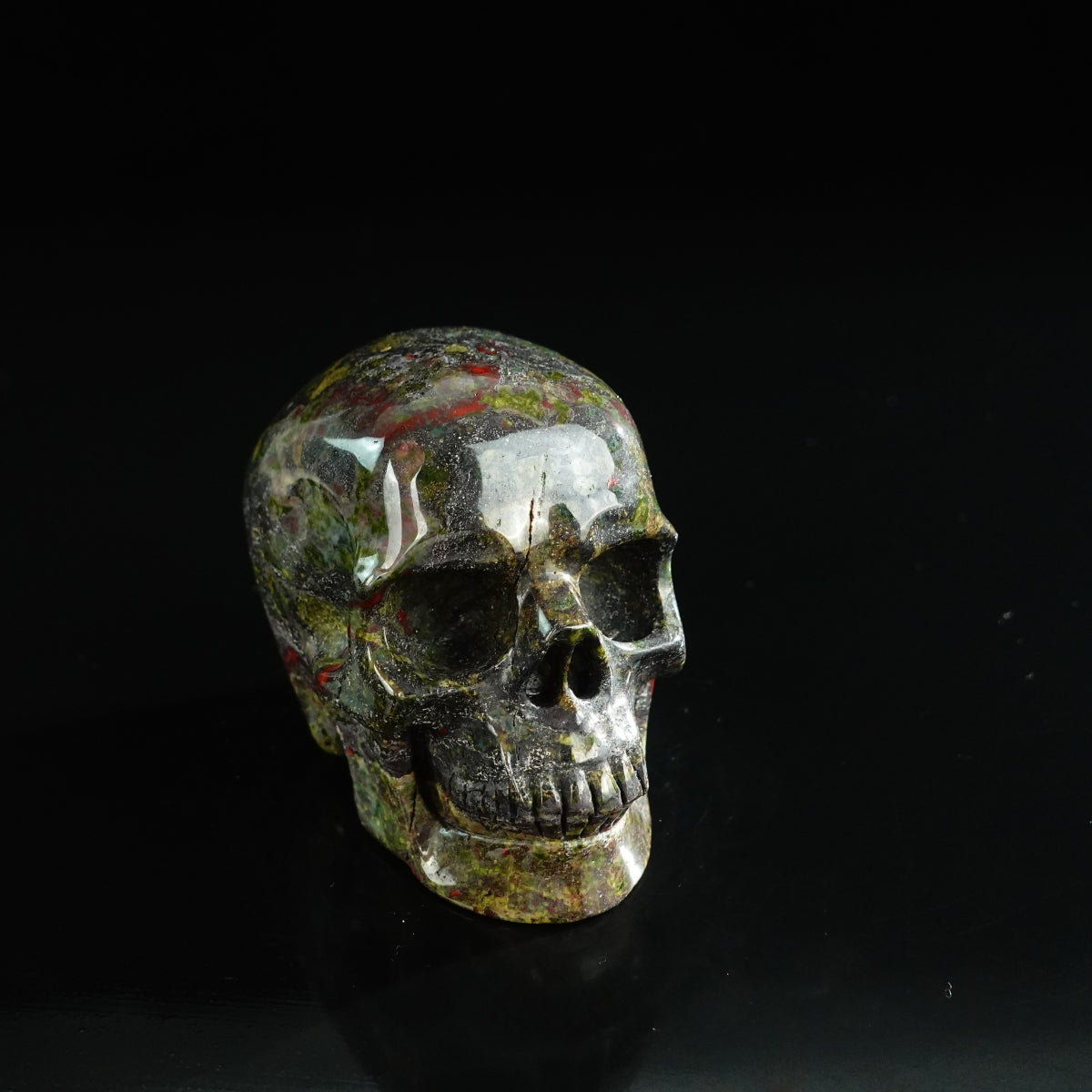 3.0" Dragon Blood Jasper Crystal Skull Carving - Unique Piece #DB05