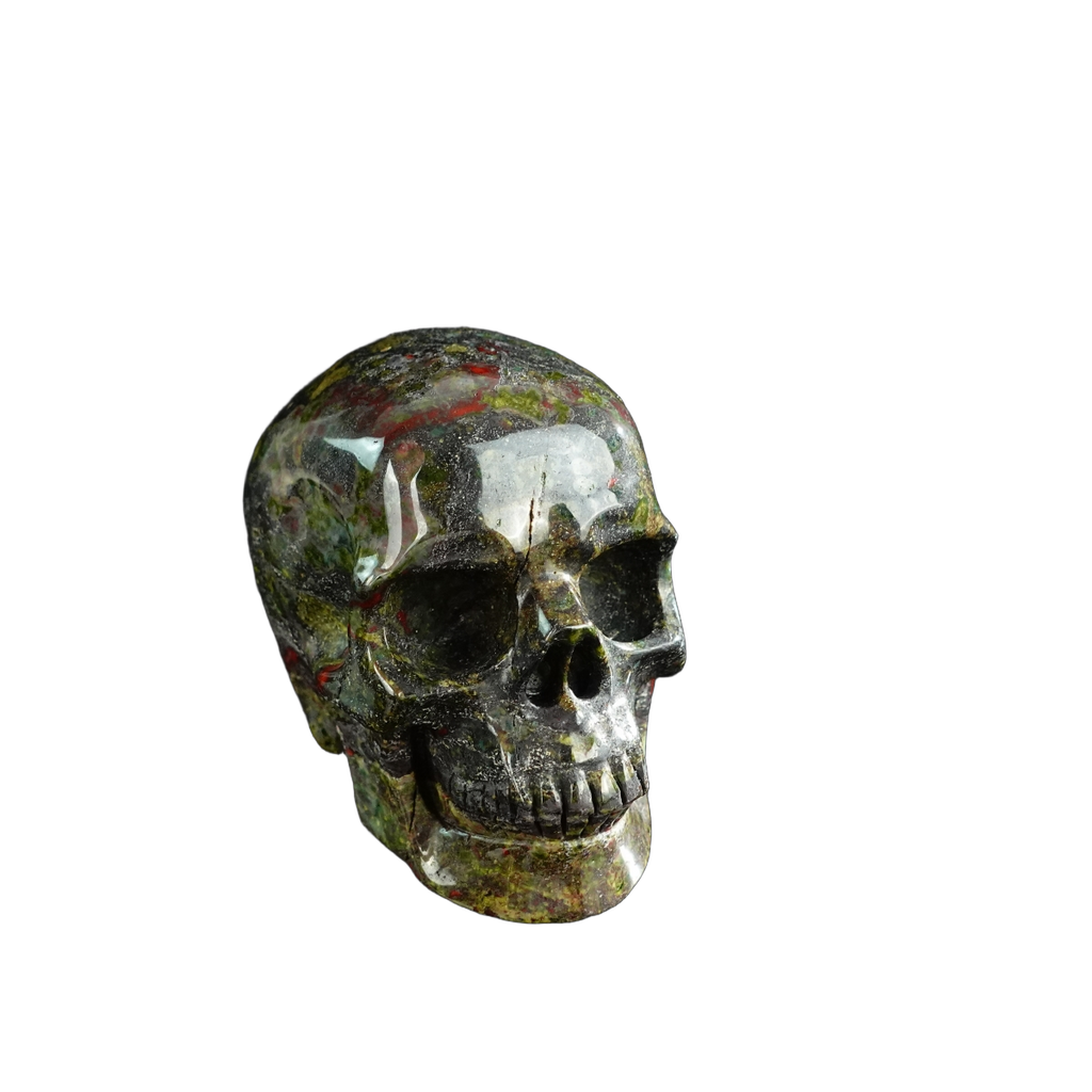 3.0" Dragon Blood Jasper Crystal Skull Carving - Unique Piece #DB05