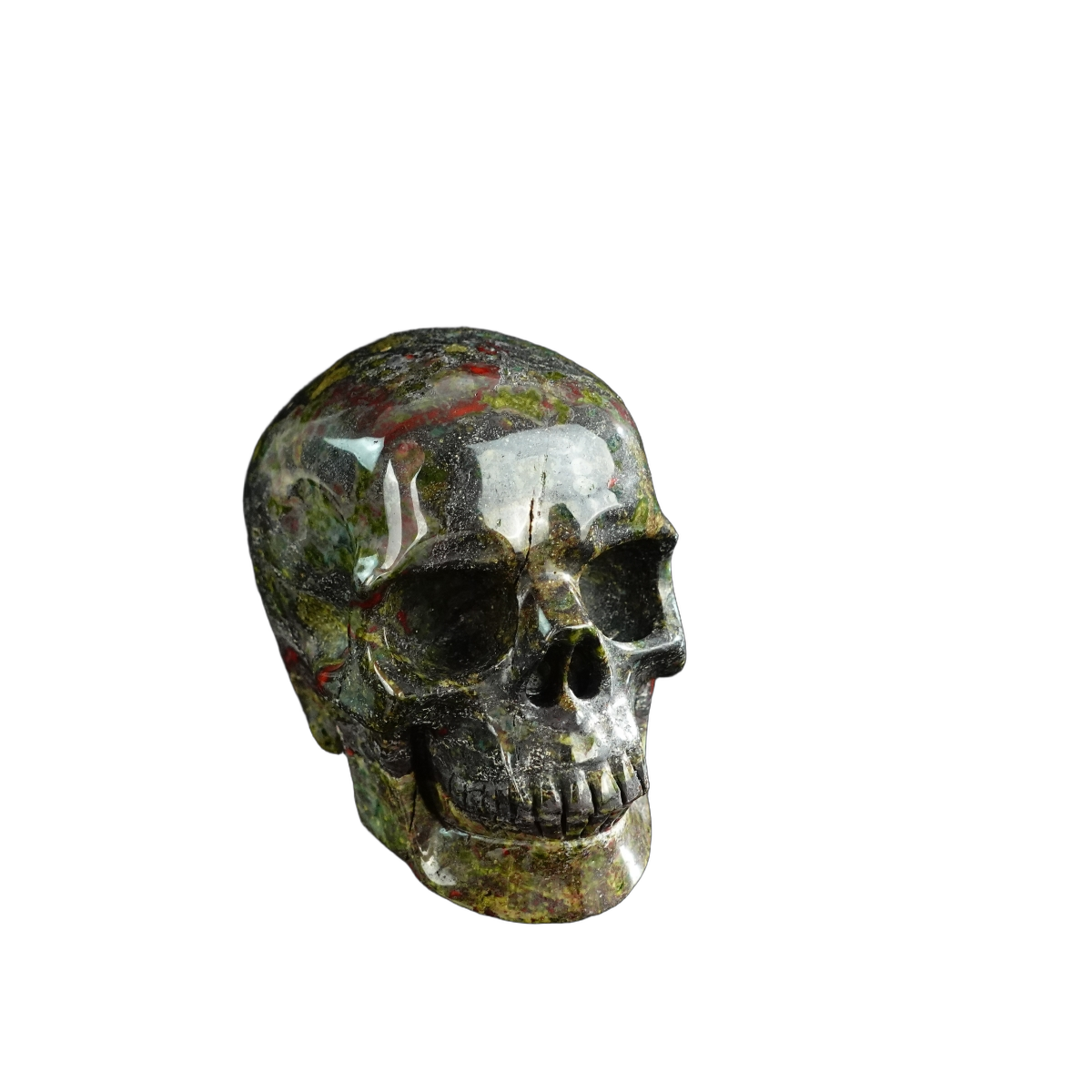 3.0" Dragon Blood Jasper Crystal Skull Carving - Unique Piece #DB05