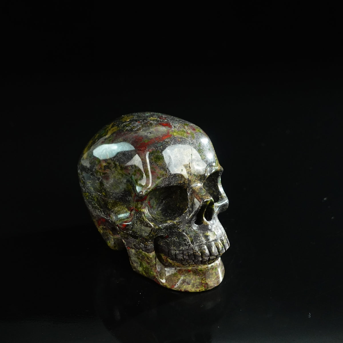 3.0" Dragon Blood Jasper Crystal Skull Carving - Unique Piece #DB05