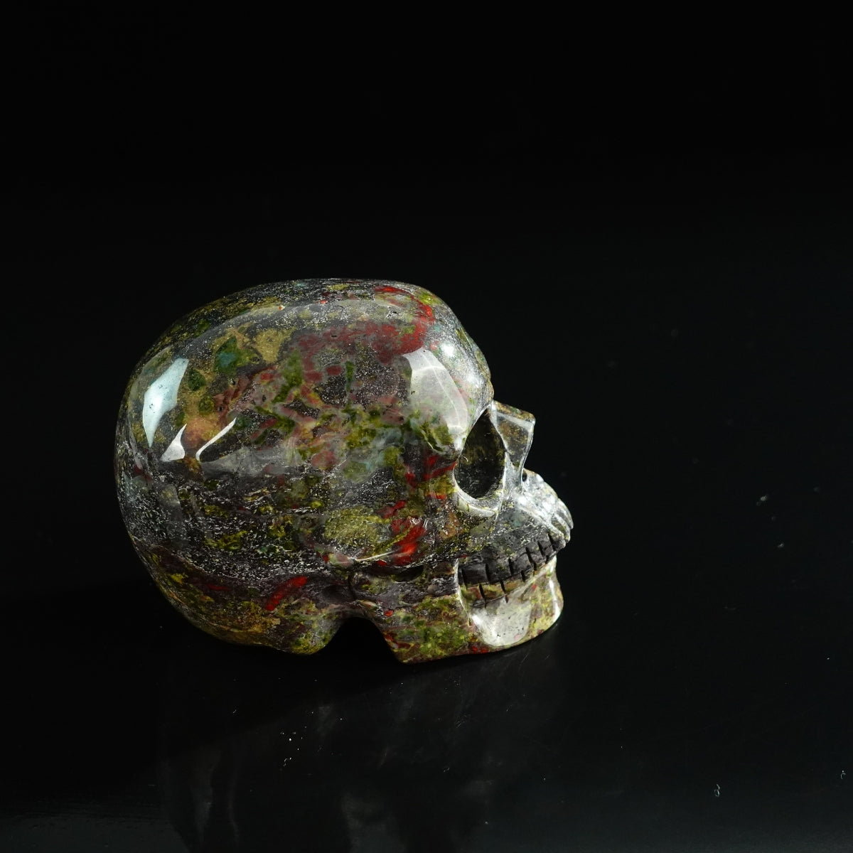 3.0" Dragon Blood Jasper Crystal Skull Carving - Unique Piece #DB05