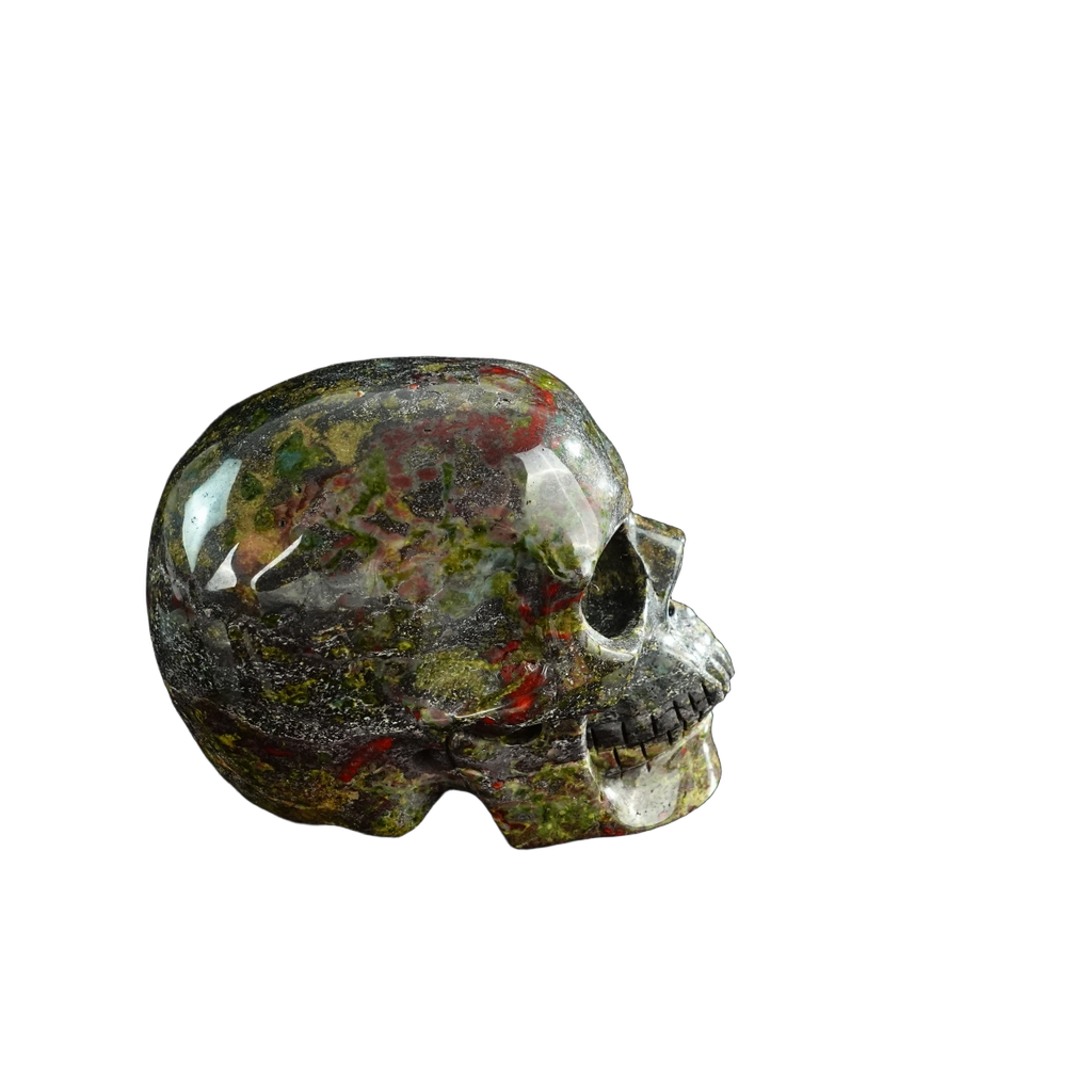 3.0" Dragon Blood Jasper Crystal Skull Carving - Unique Piece #DB05