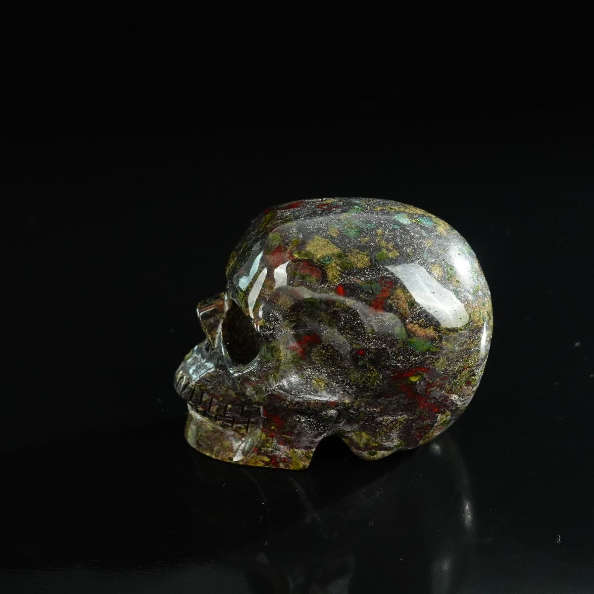 3.0" Dragon Blood Jasper Crystal Skull Carving - Unique Piece #DB05