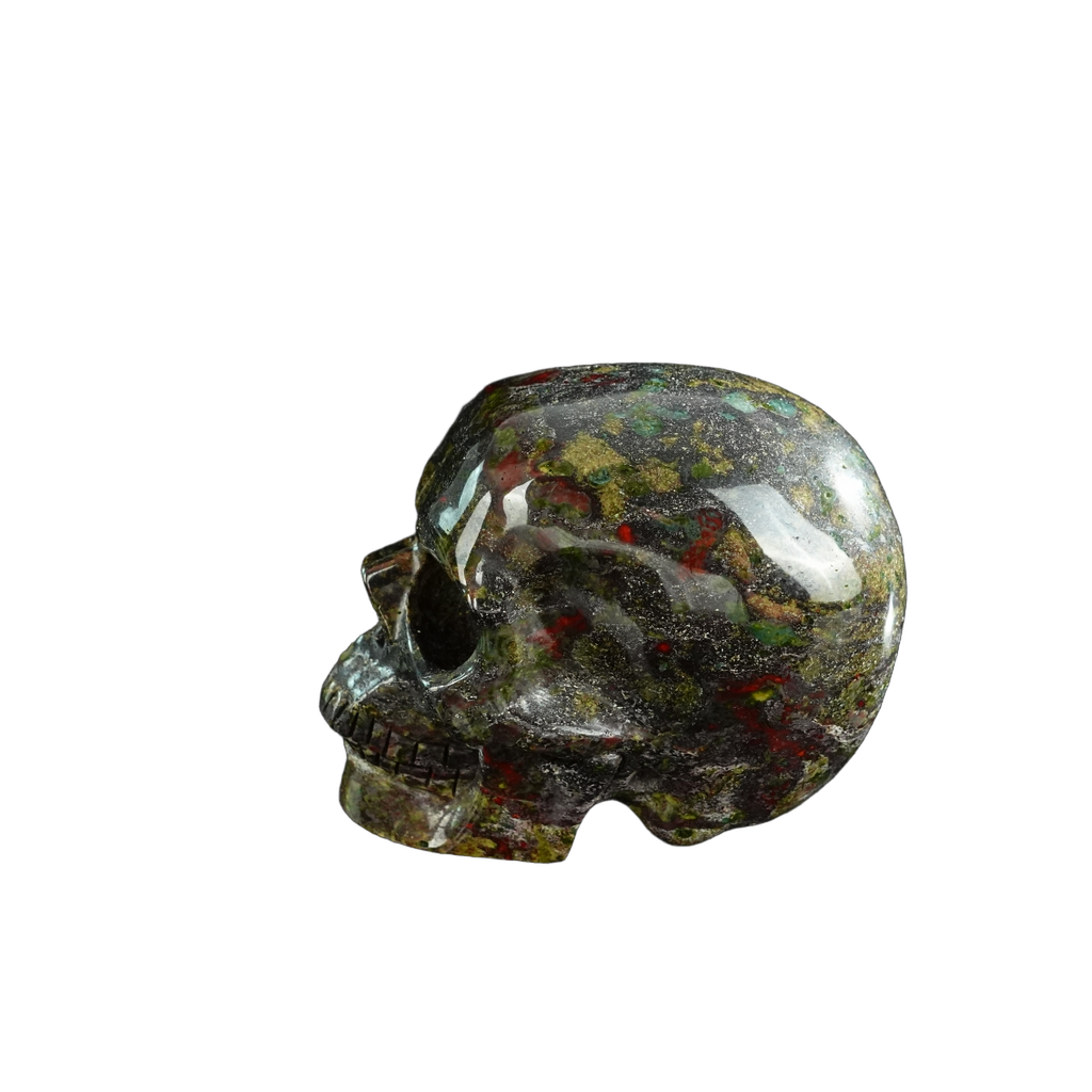 3.0" Dragon Blood Jasper Crystal Skull Carving - Unique Piece #DB05