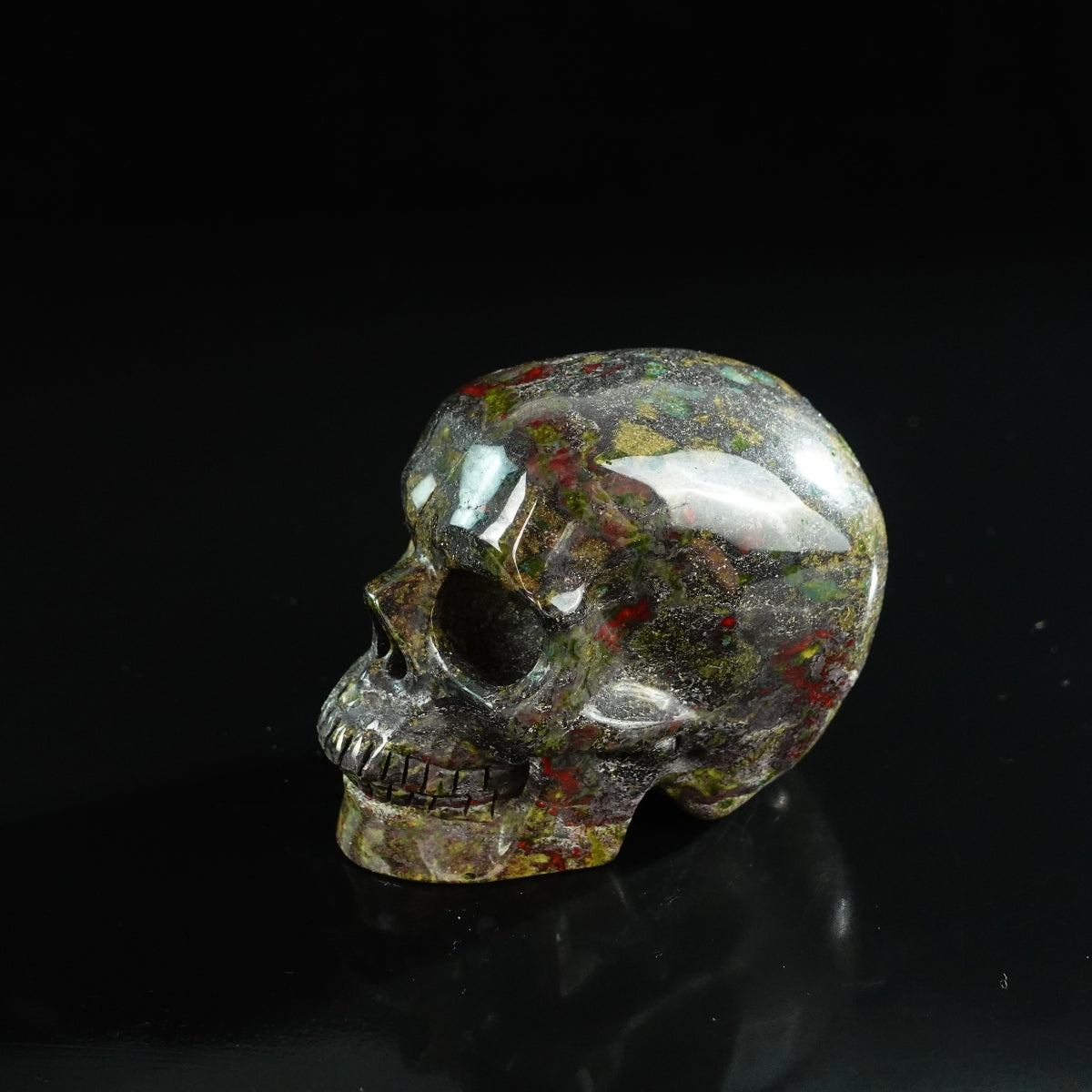 3.0" Dragon Blood Jasper Crystal Skull Carving - Unique Piece #DB05