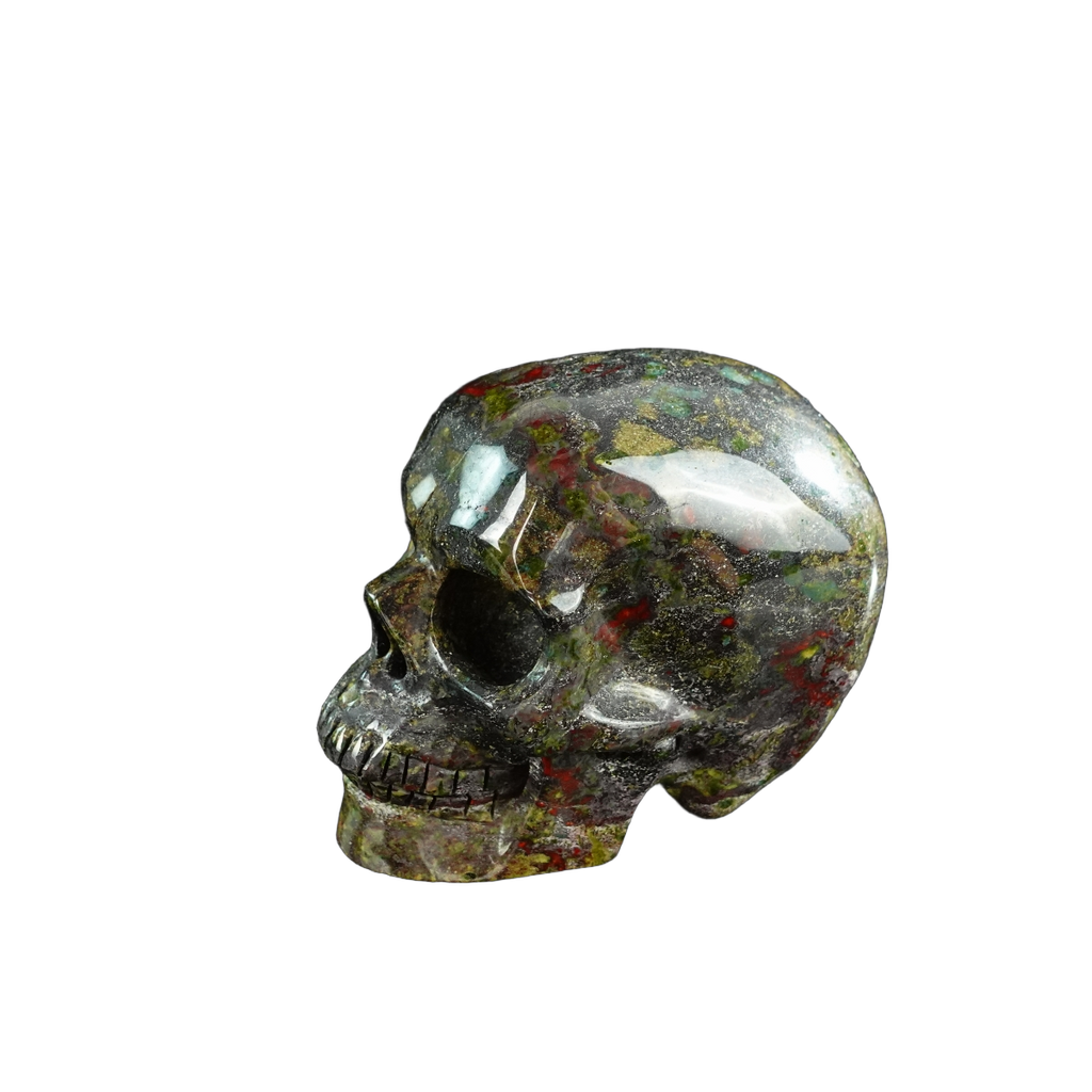 3.0" Dragon Blood Jasper Crystal Skull Carving - Unique Piece #DB05
