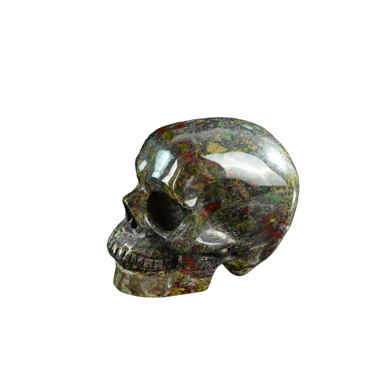 3.0" Dragon Blood Jasper Crystal Skull Carving - Unique Piece #DB05
