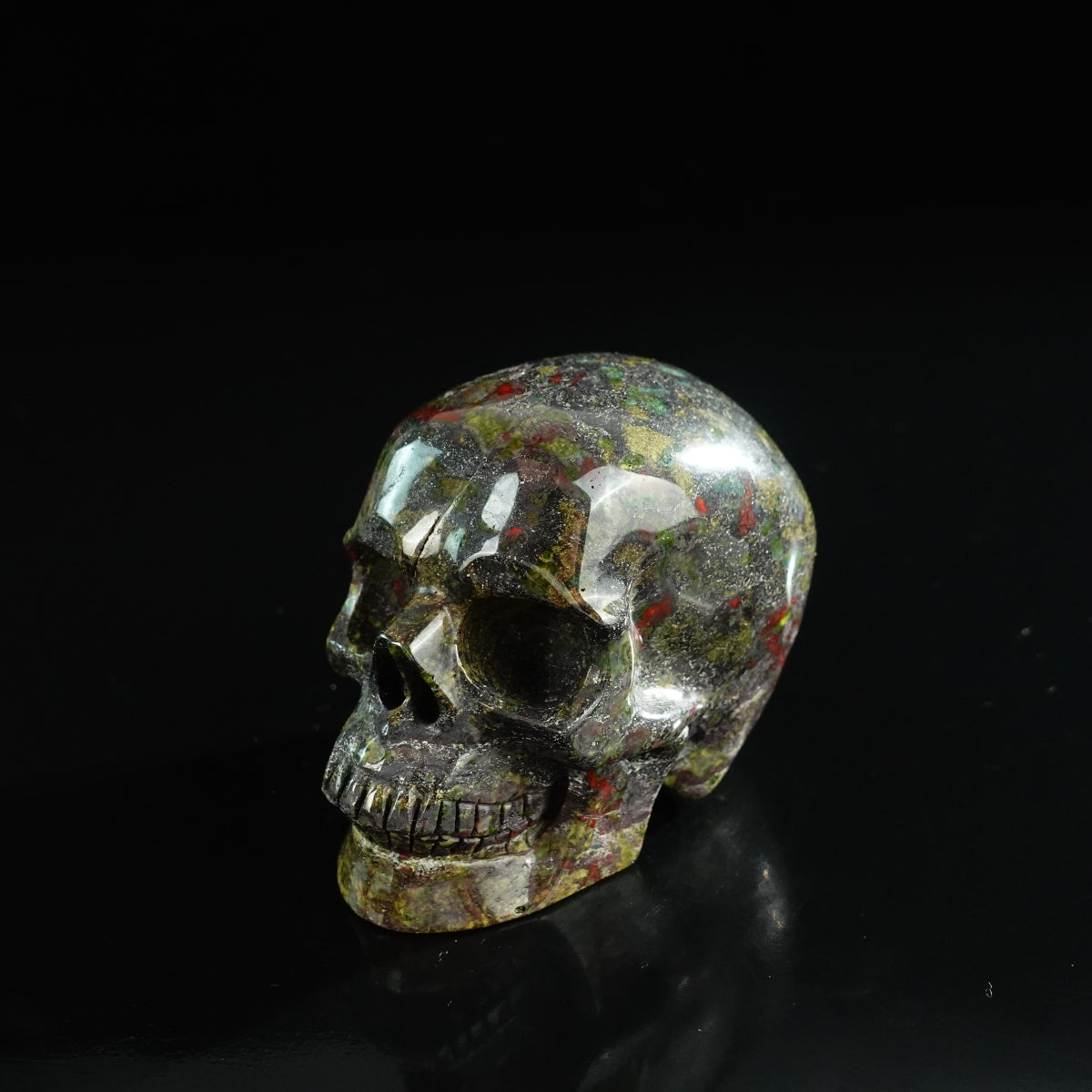 3.0" Dragon Blood Jasper Crystal Skull Carving - Unique Piece #DB05