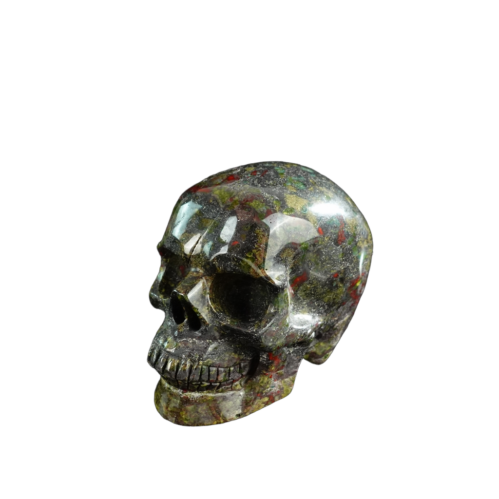 3.0" Dragon Blood Jasper Crystal Skull Carving - Unique Piece #DB05