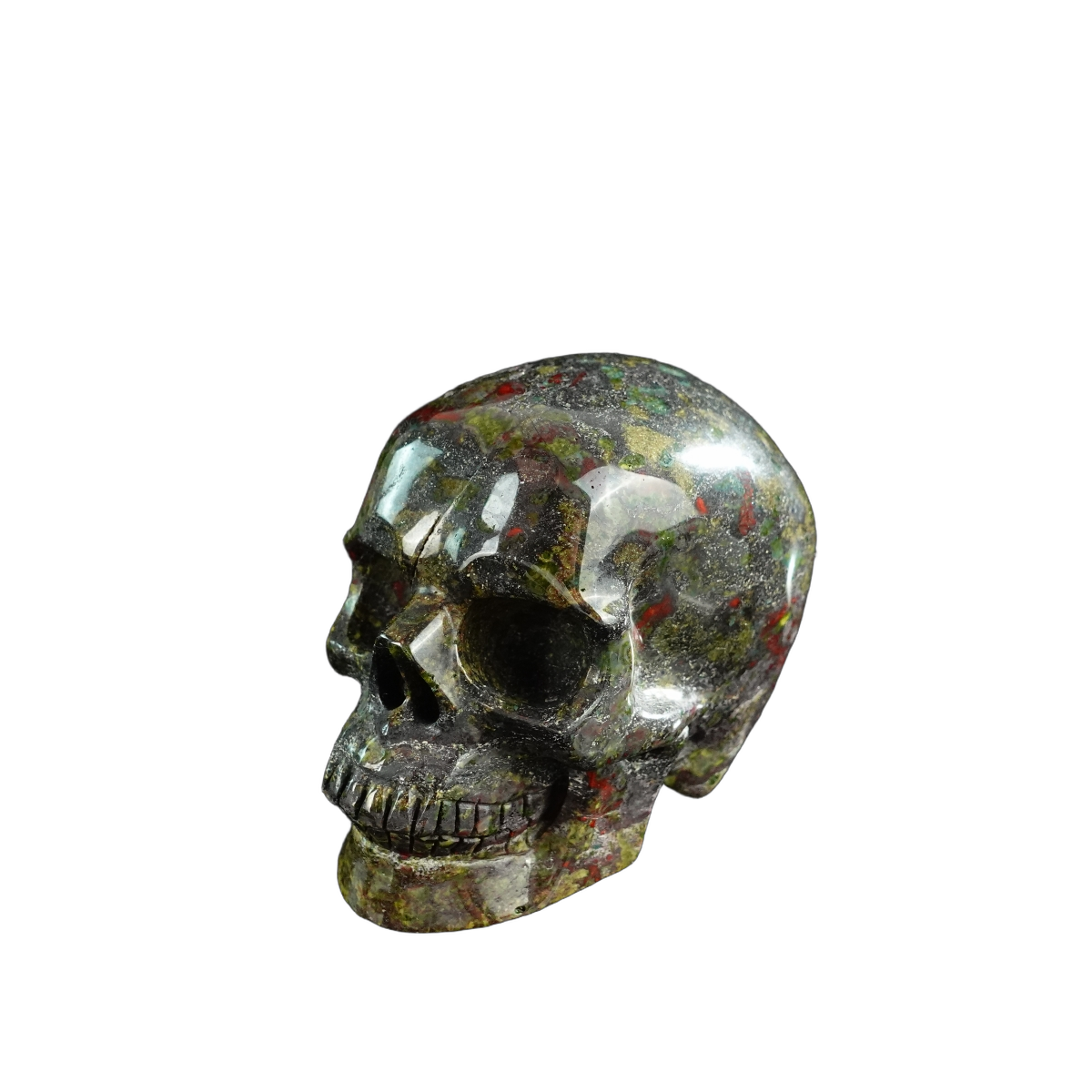 3.0" Dragon Blood Jasper Crystal Skull Carving - Unique Piece #DB05