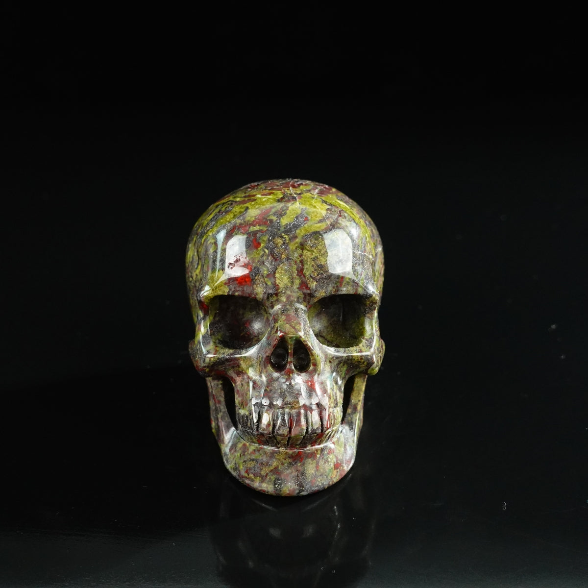 3.0" Dragon Blood Jasper Crystal Skull Carving - Unique Piece #DB06