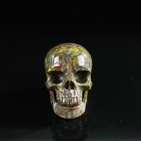 3.0" Dragon Blood Jasper Crystal Skull Carving - Unique Piece #DB06