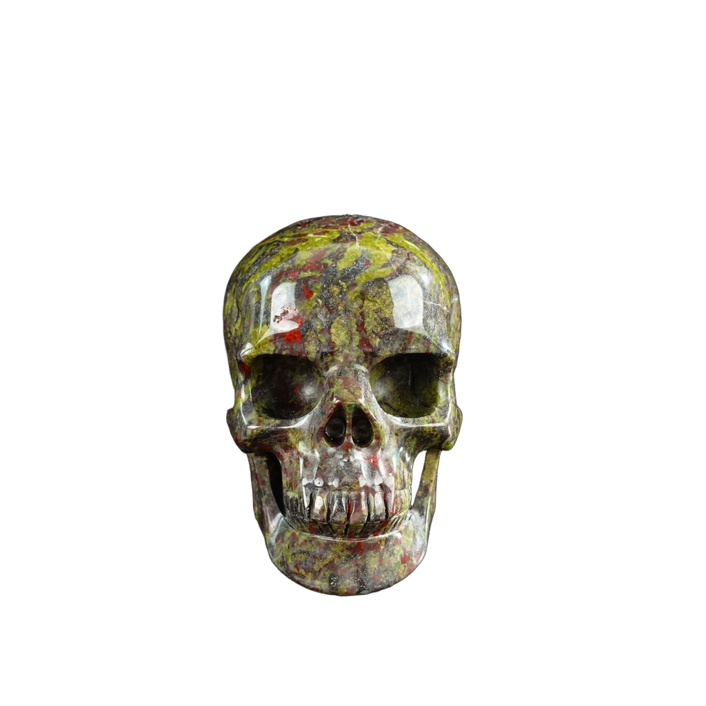 3.0" Dragon Blood Jasper Crystal Skull Carving - Unique Piece #DB06