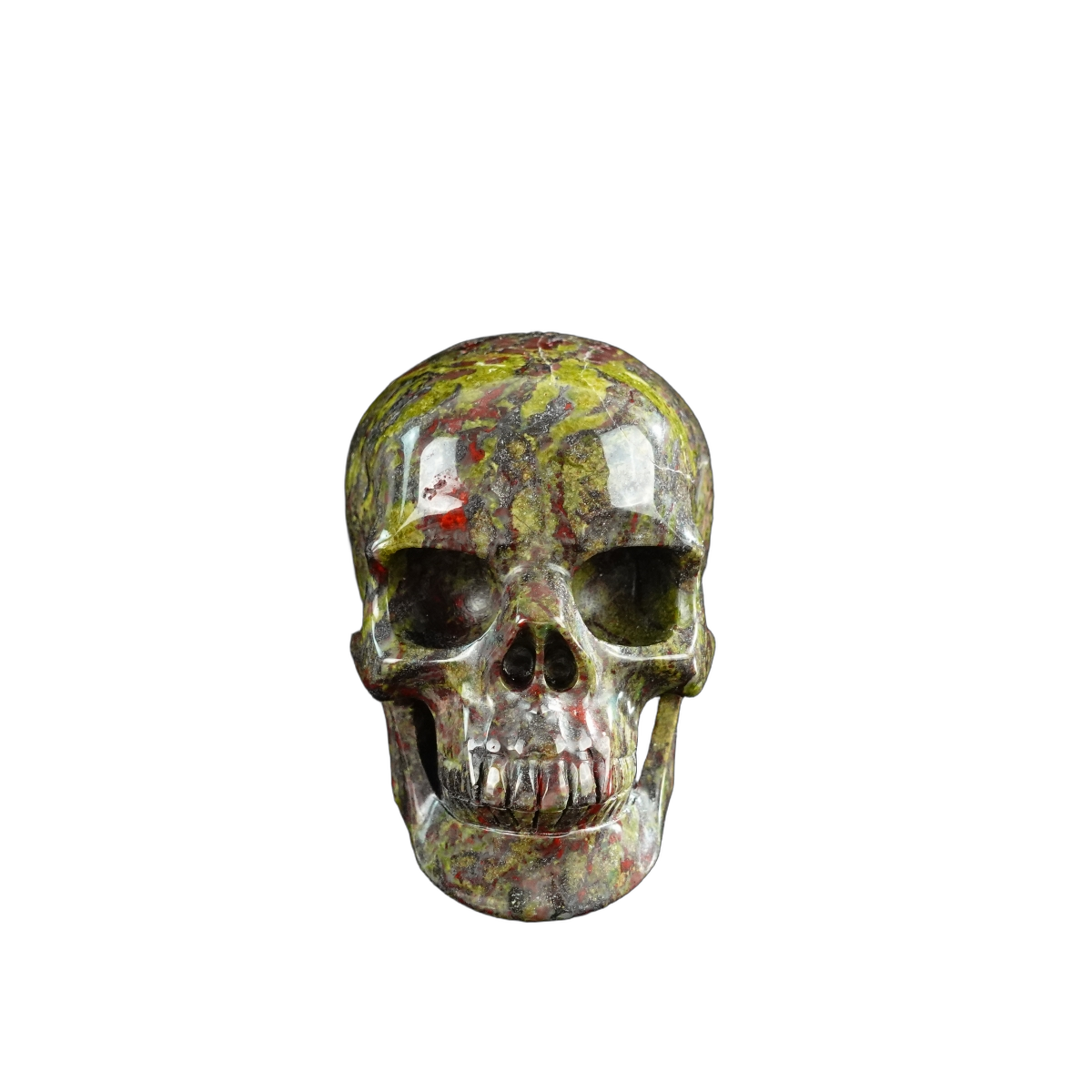3.0" Dragon Blood Jasper Crystal Skull Carving - Unique Piece #DB06