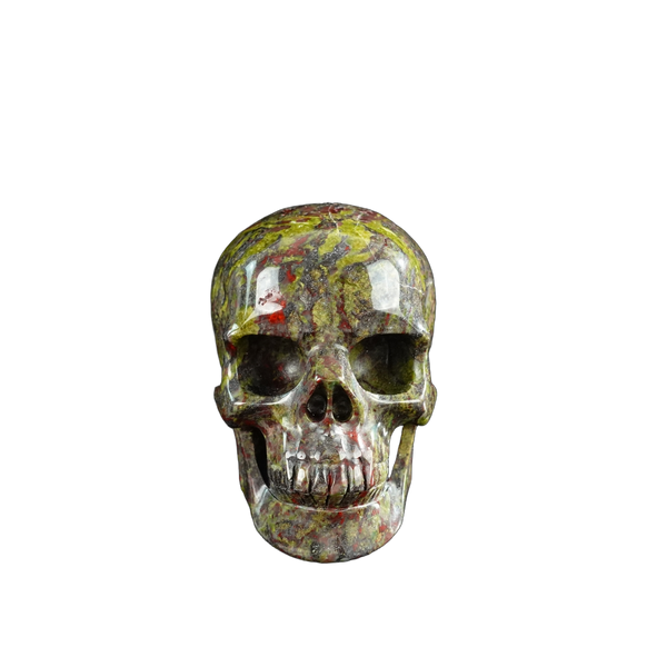 3.0" Dragon Blood Jasper Crystal Skull Carving - Unique Piece #DB06