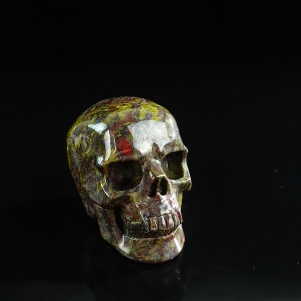 3.0" Dragon Blood Jasper Crystal Skull Carving - Unique Piece #DB06 - alternate view
