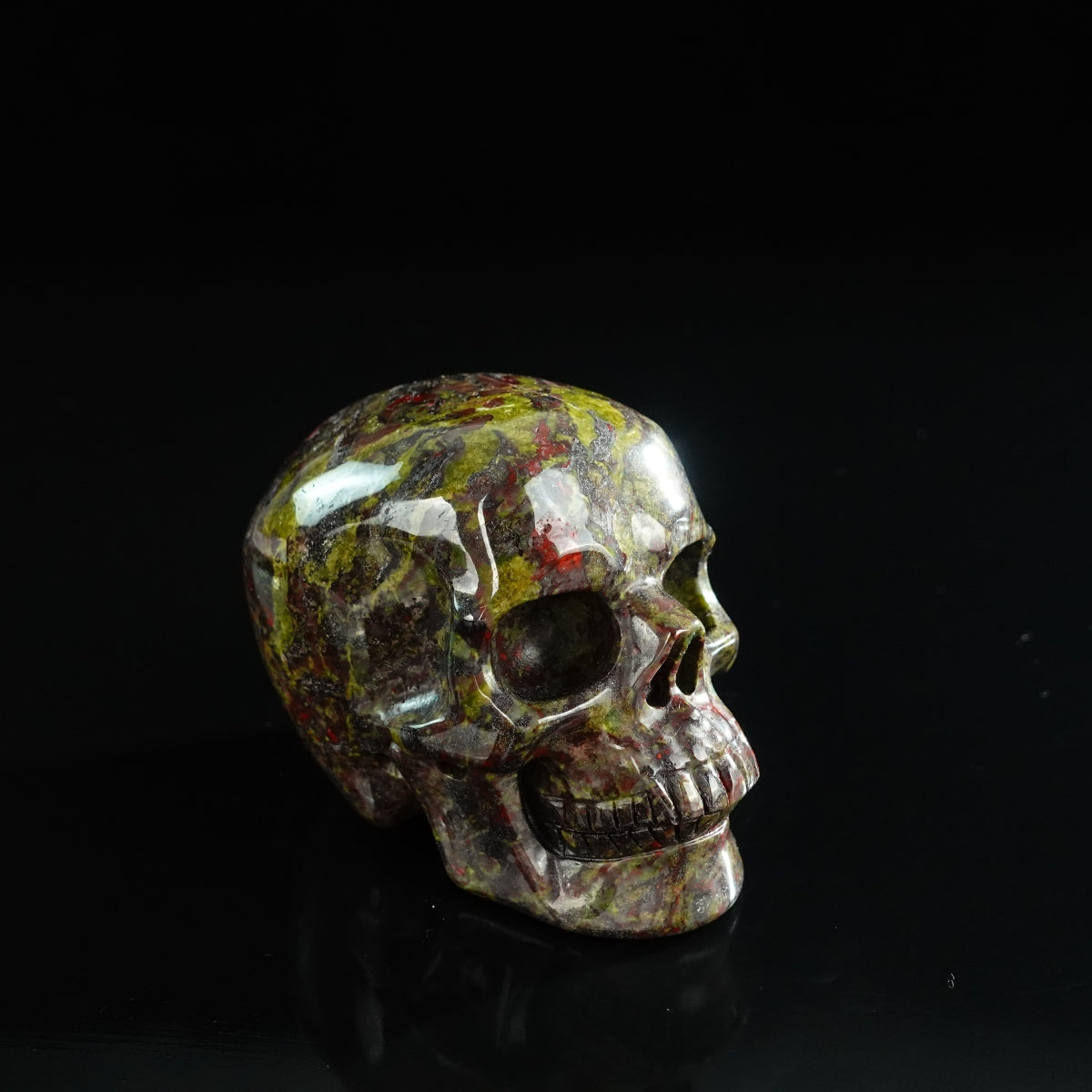 3.0" Dragon Blood Jasper Crystal Skull Carving - Unique Piece #DB06