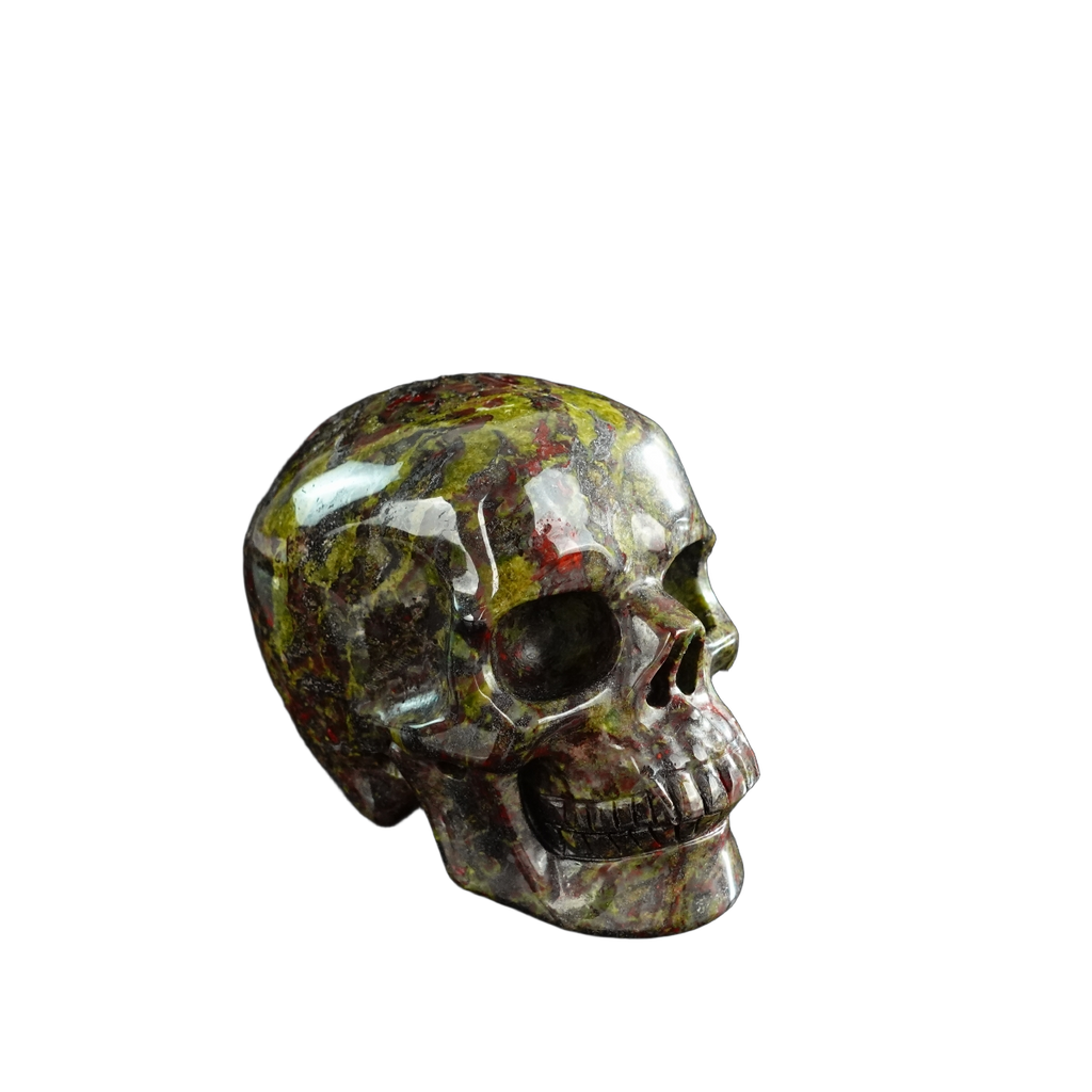 3.0" Dragon Blood Jasper Crystal Skull Carving - Unique Piece #DB06