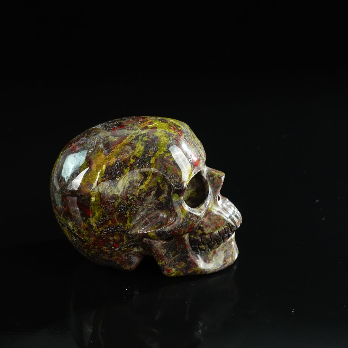 3.0" Dragon Blood Jasper Crystal Skull Carving - Unique Piece #DB06