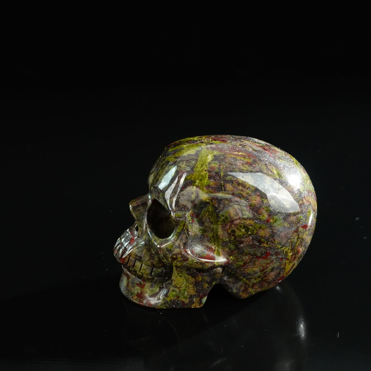 3.0" Dragon Blood Jasper Crystal Skull Carving - Unique Piece #DB06