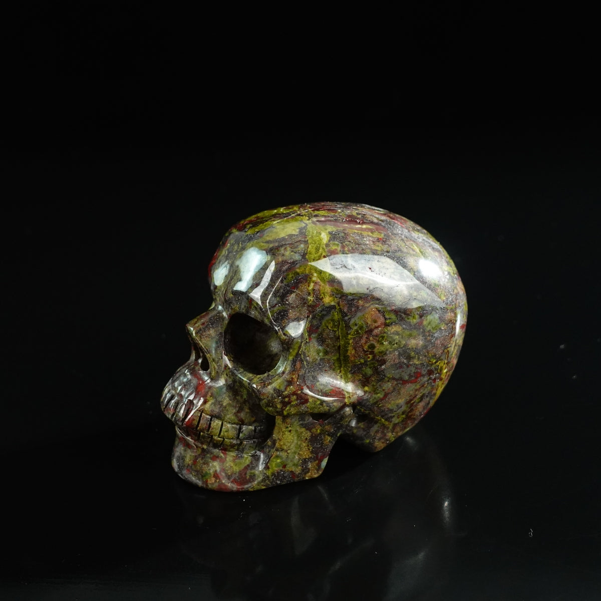 3.0" Dragon Blood Jasper Crystal Skull Carving - Unique Piece #DB06