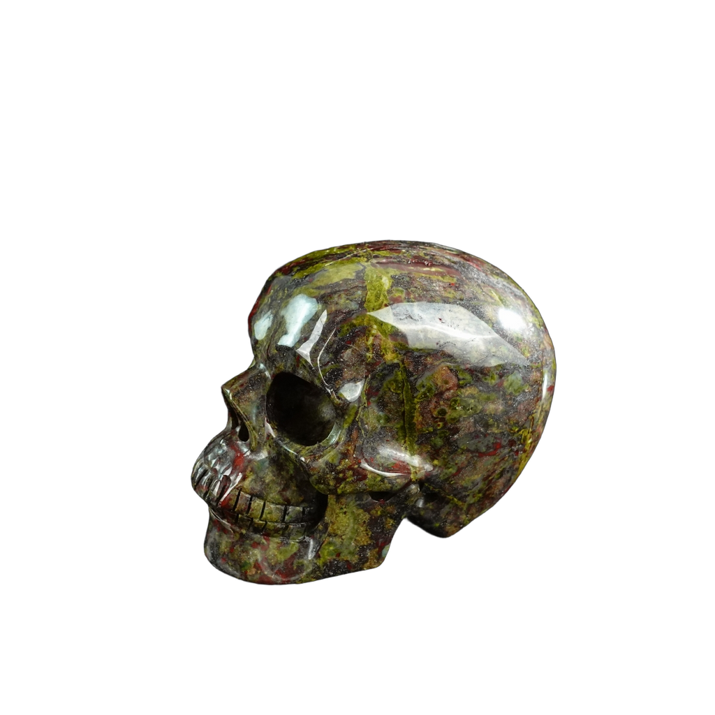 3.0" Dragon Blood Jasper Crystal Skull Carving - Unique Piece #DB06