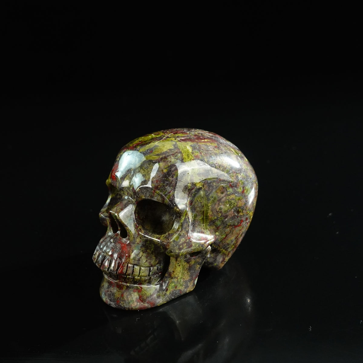 3.0" Dragon Blood Jasper Crystal Skull Carving - Unique Piece #DB06