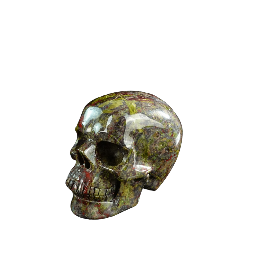 3.0" Dragon Blood Jasper Crystal Skull Carving - Unique Piece #DB06
