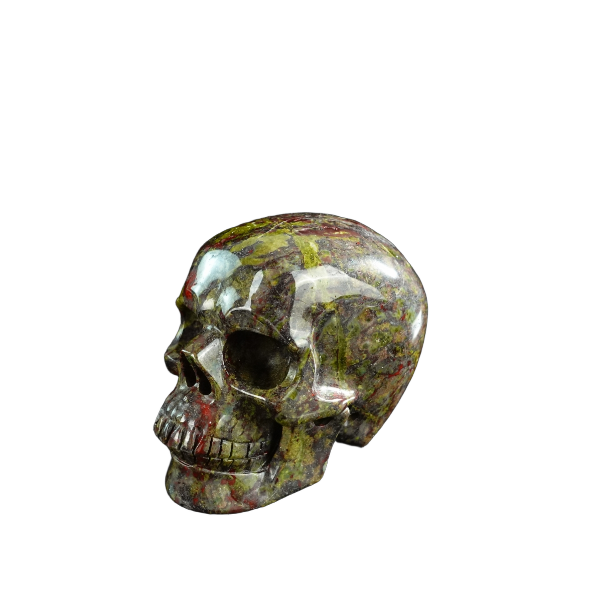 3.0" Dragon Blood Jasper Crystal Skull Carving - Unique Piece #DB06