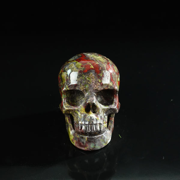 3.0" Dragon Blood Jasper Crystal Skull Carving - Unique Piece #DB07