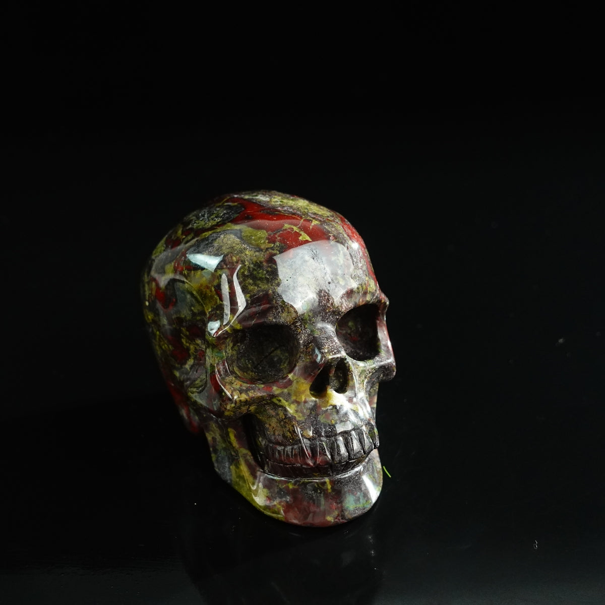 3.0" Dragon Blood Jasper Crystal Skull Carving - Unique Piece #DB07